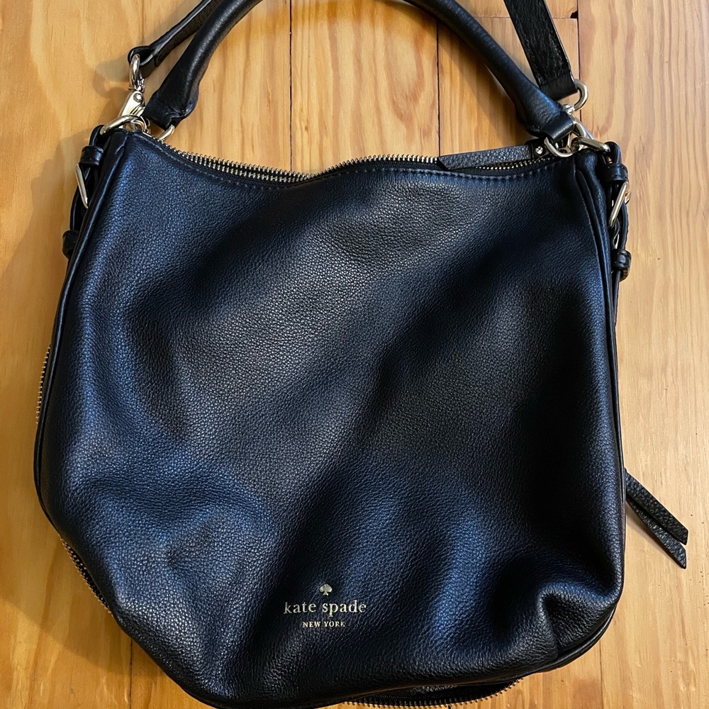 Kate Spade pebbled leather hobo crossbody, black